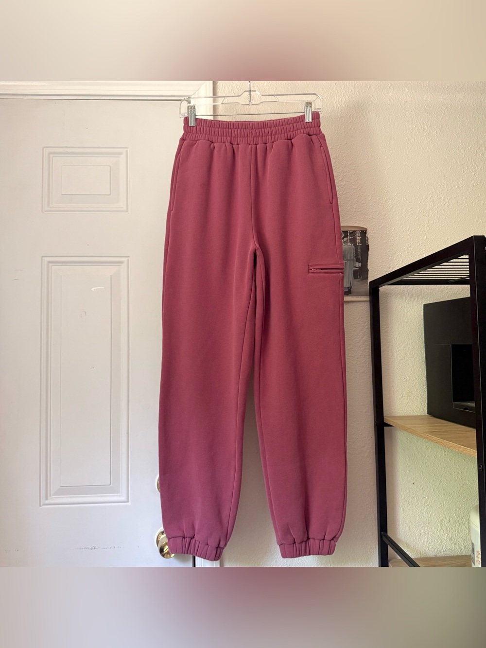 COMFRT rose berry mauve cotton fleece athletic jogger sweat pants